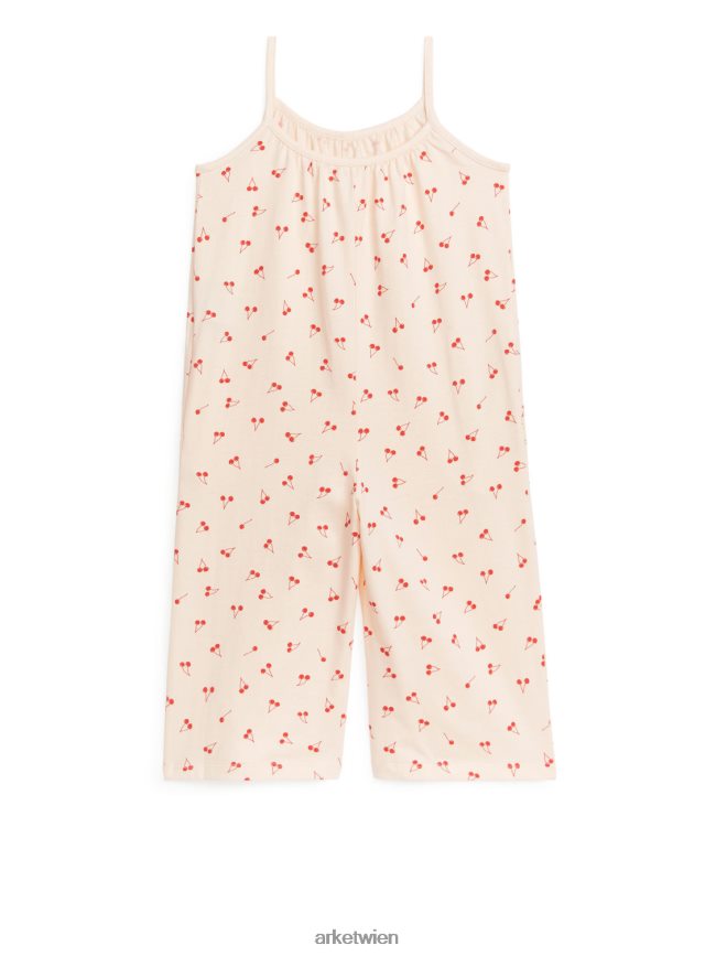 ARKET Ärmelloser Overall aus Jersey Beige/Kirschen Kinder 8RF08T1550 Kleidung