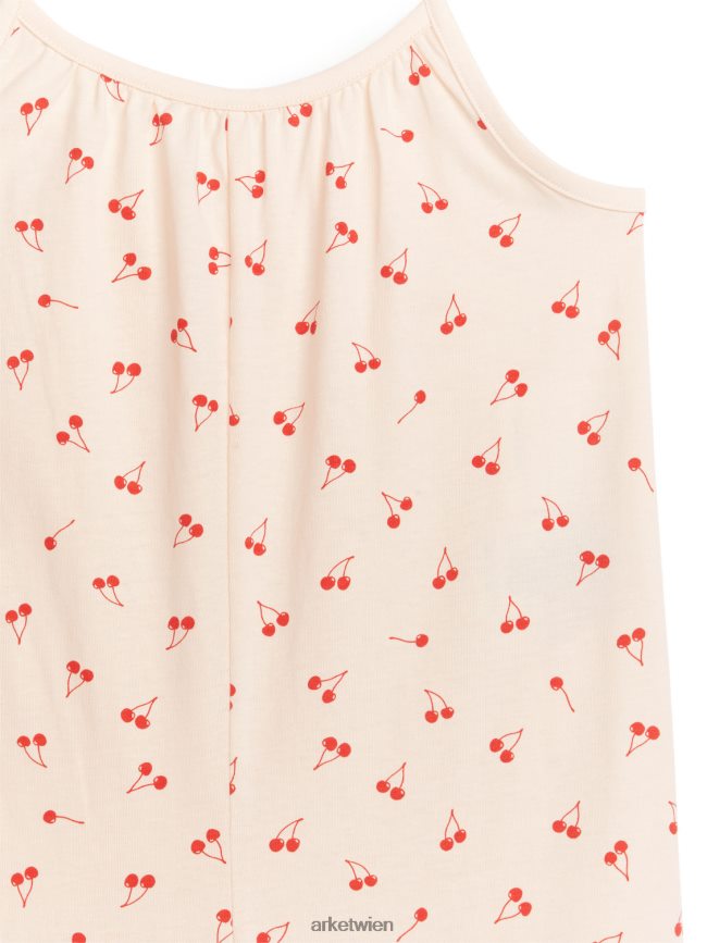 ARKET Ärmelloser Overall aus Jersey Beige/Kirschen Kinder 8RF08T1550 Kleidung