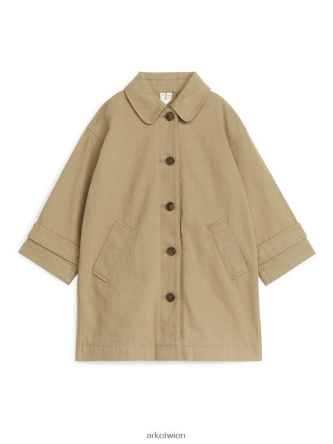 ARKET langer Trenchcoat aus Baumwolle Beige Kinder 8RF08T1671 Kleidung