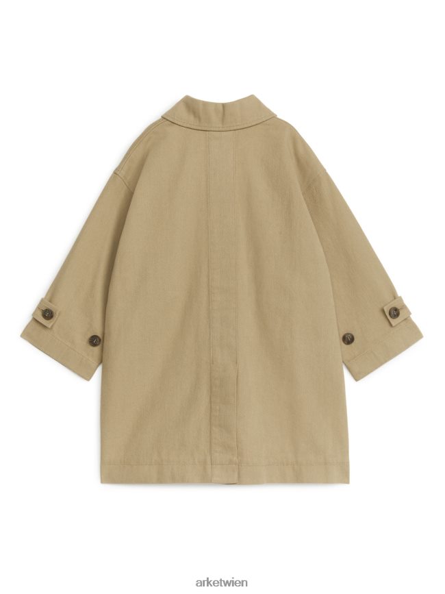 ARKET langer Trenchcoat aus Baumwolle Beige Kinder 8RF08T1671 Kleidung