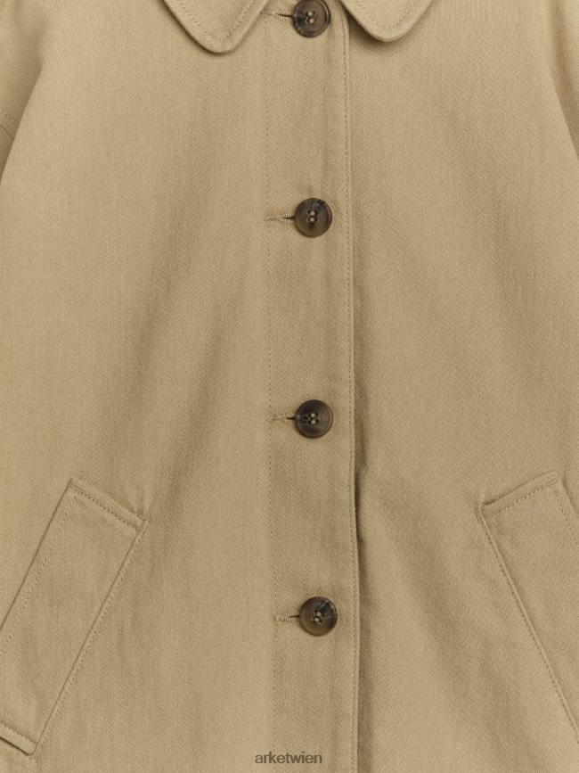 ARKET langer Trenchcoat aus Baumwolle Beige Kinder 8RF08T1671 Kleidung