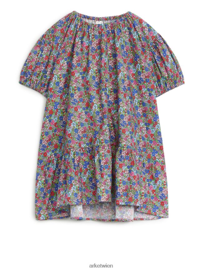 ARKET Gerafftes Baumwollkleid mehrfarbig/Blumen Kinder 8RF08T1371 Kleidung