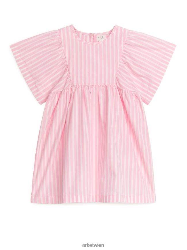 ARKET Kleid aus Baumwollpopeline rosa/gestreift Kinder 8RF08T1381 Kleidung
