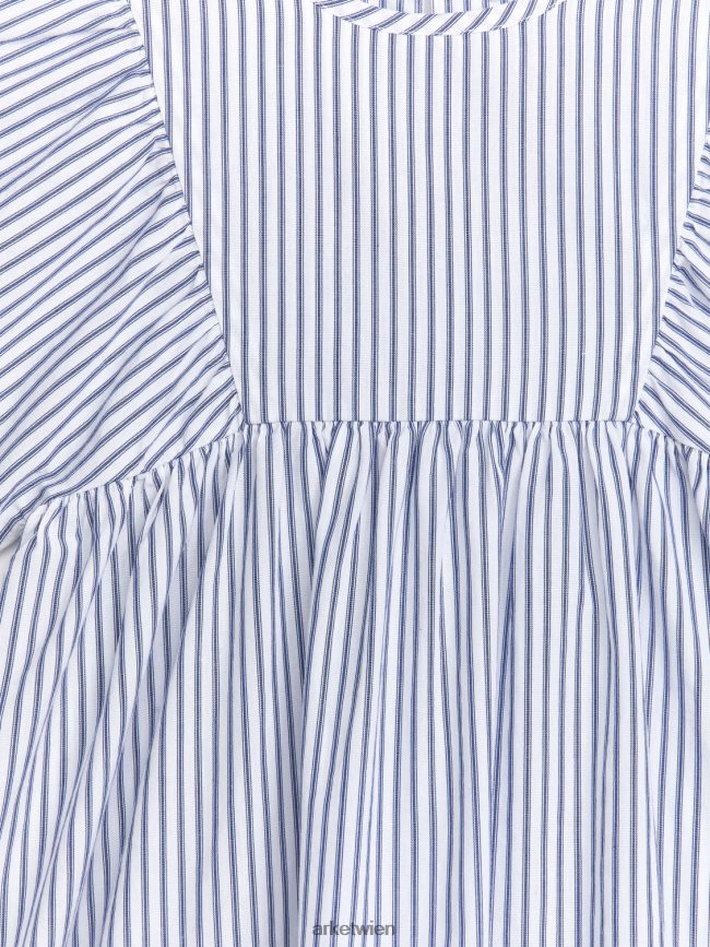ARKET Kleid aus Baumwollpopeline weiß Blau Kinder 8RF08T1382 Kleidung