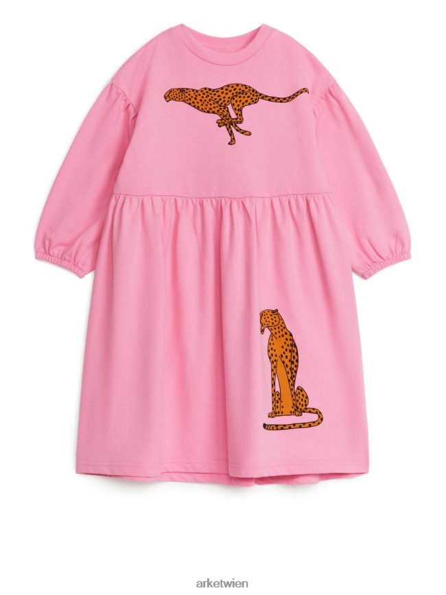 ARKET Kleid aus gerafftem Frottee rosa/gepard Kinder 8RF08T1374 Kleidung