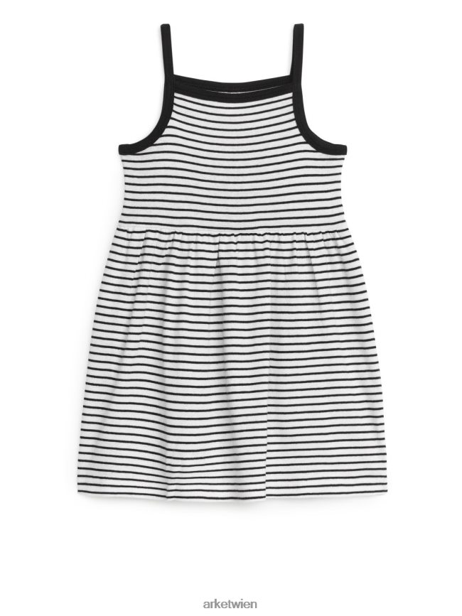 ARKET Trägerkleid aus Jersey schwarze Streifen Kinder 8RF08T1378 Kleidung