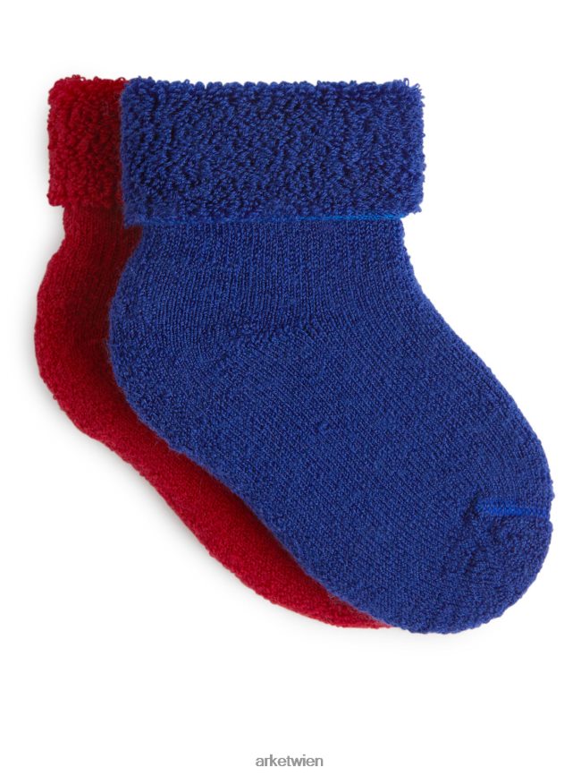 ARKET Babysocken aus Wollfrottee, 2 Paar rot blau Kinder 8RF08T1785 Kleidung