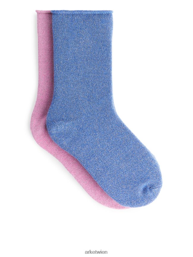 ARKET Glitzersocken, 2 Paar Pink Blau Kinder 8RF08T1593 Kleidung
