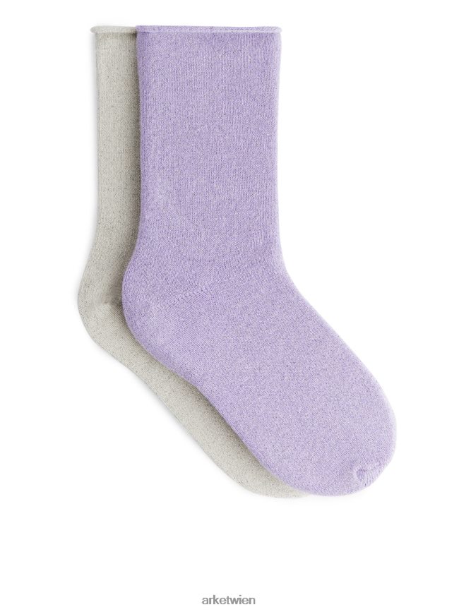 ARKET Glitzersocken, 2 Paar lila/silber Kinder 8RF08T1594 Kleidung
