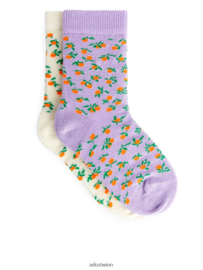 ARKET Jacquard-Socken, 2 Paar lila/weiß Kinder 8RF08T1601 Kleidung