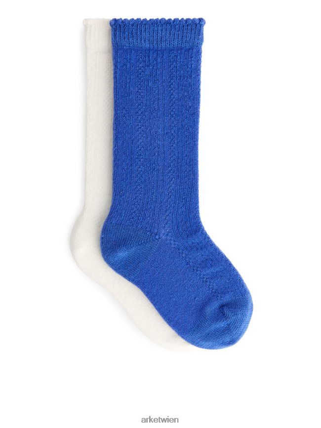 ARKET Pointelle-Socken, 2 Paar Blau Weiss Kinder 8RF08T1696 Kleidung