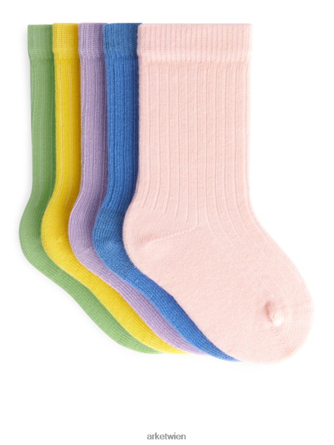 ARKET Rippstrick-Babysocken, 5 Paar Regenbogen/Mehrfarbig Kinder 8RF08T1743 Kleidung