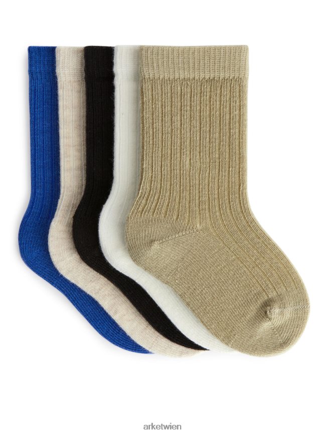 ARKET Rippstrick-Babysocken, 5 Paar neutral/mehrfarbig Kinder 8RF08T1744 Kleidung