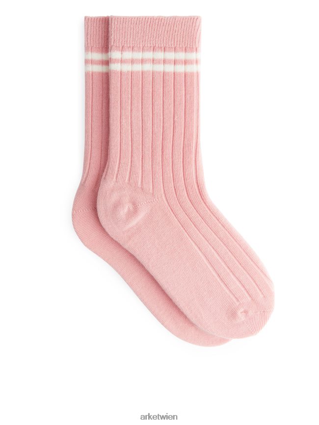 ARKET Rippstricksocken im 2er-Set rosa/weiß Kinder 8RF08T1615 Kleidung