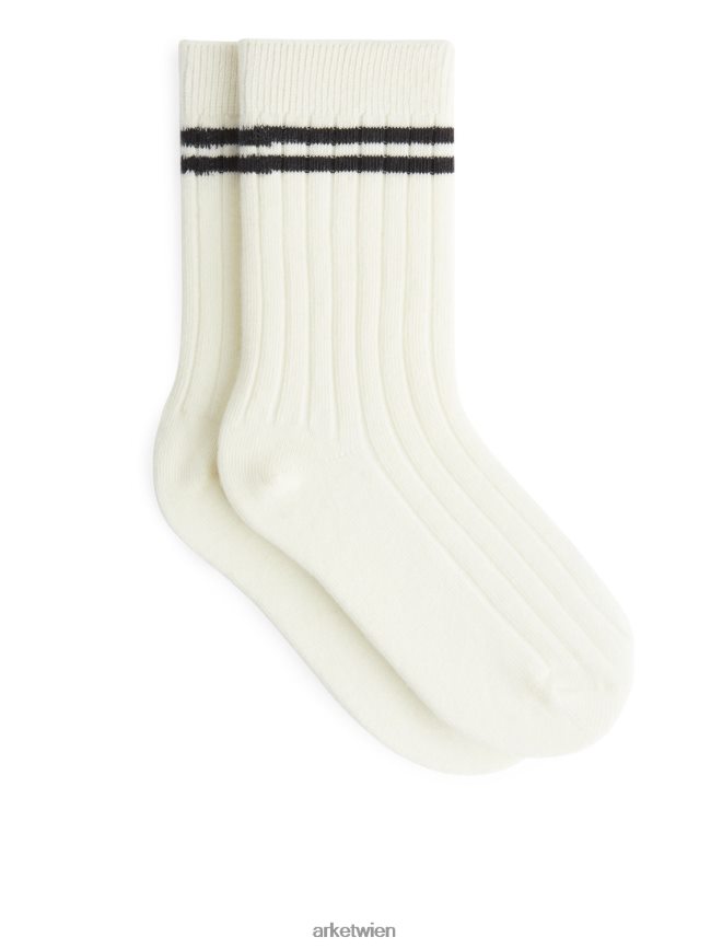 ARKET Rippstricksocken im 2er-Set weiß schwarz Kinder 8RF08T1614 Kleidung