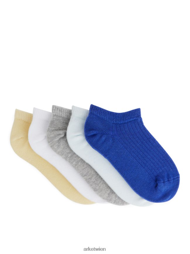 ARKET Sneakersocken, 5 Paar weiß/grau/gelb/blau Kinder 8RF08T1600 Kleidung