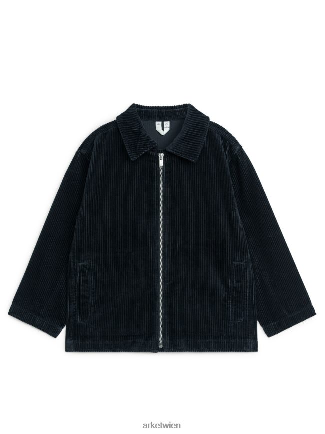 ARKET Cord-Overshirt mit Reißverschluss Schwarz Kinder 8RF08T1515 Kleidung