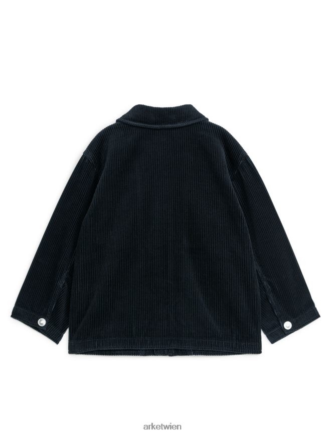 ARKET Cord-Overshirt mit Reißverschluss Schwarz Kinder 8RF08T1515 Kleidung