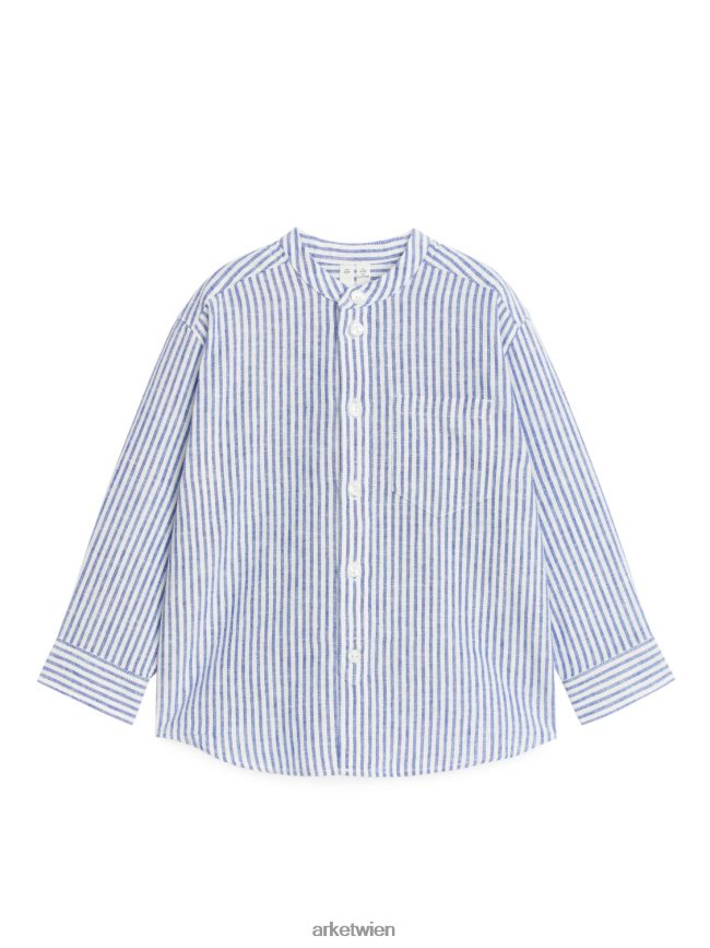 ARKET Henley-Leinenhemd blau/gestreift Kinder 8RF08T1484 Kleidung