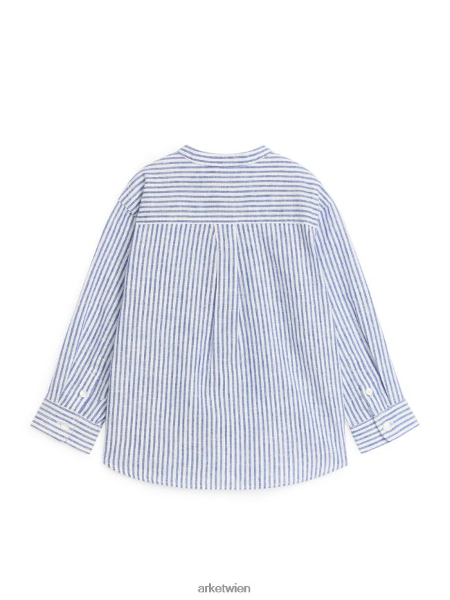 ARKET Henley-Leinenhemd blau/gestreift Kinder 8RF08T1484 Kleidung