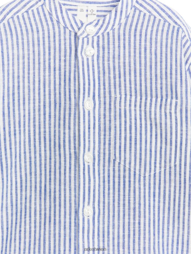 ARKET Henley-Leinenhemd blau/gestreift Kinder 8RF08T1484 Kleidung