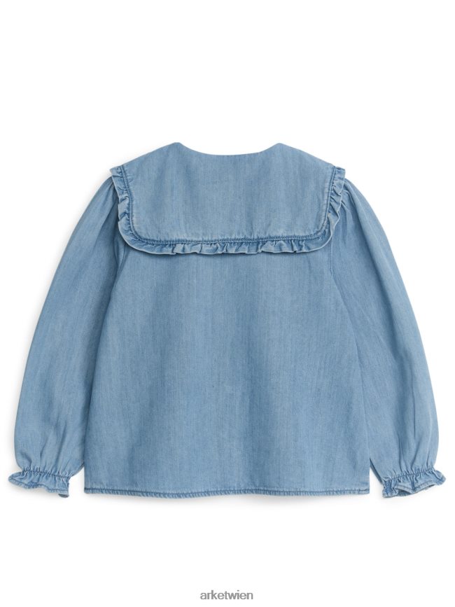 ARKET Jeansbluse mit Rüschen Blau Kinder 8RF08T1438 Kleidung