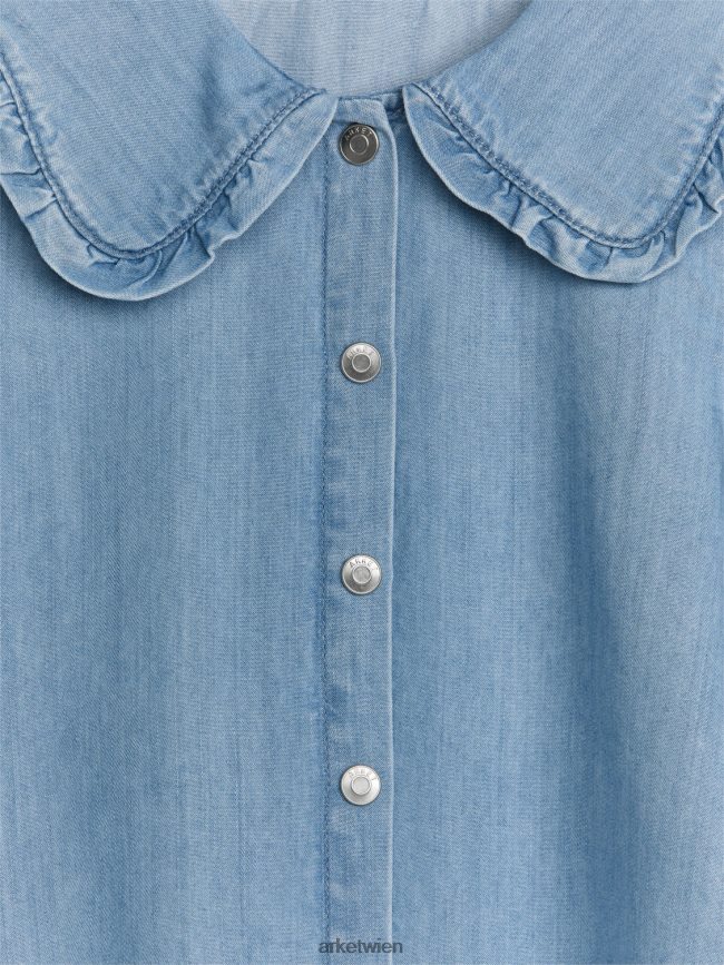 ARKET Jeansbluse mit Rüschen Blau Kinder 8RF08T1438 Kleidung