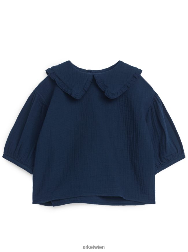 ARKET Käsetuchbluse mit Rüschenkragen Dunkelblau Kinder 8RF08T1431 Kleidung