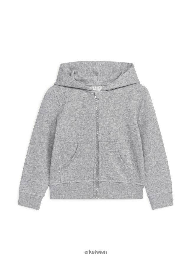 ARKET Kapuzenpullover mit Reißverschluss graue Melange Kinder 8RF08T1528 Kleidung