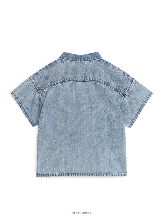 ARKET Kurzarm-Jeanshemd staubiges Blau Kinder 8RF08T1495 Kleidung