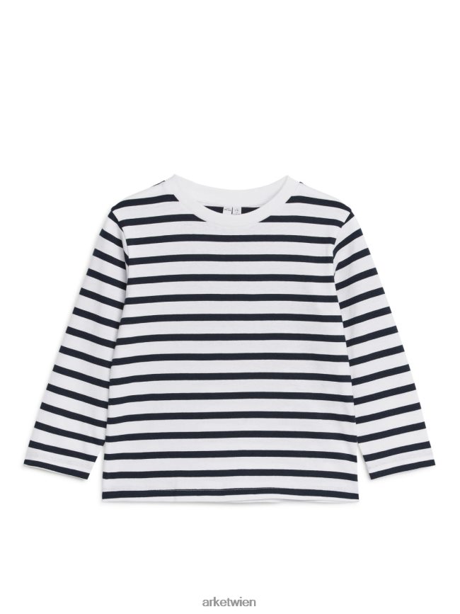 ARKET Langarm-T-Shirt 2er-Set dunkelblau/beige Kinder 8RF08T1518 Kleidung