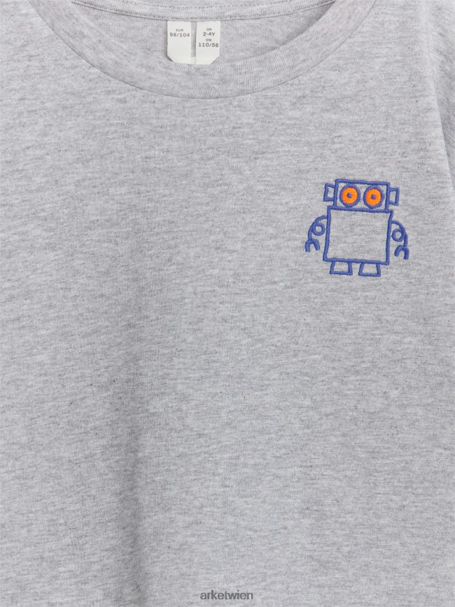 ARKET Langarm-T-Shirt Graumelange/Roboter Kinder 8RF08T1485 Kleidung