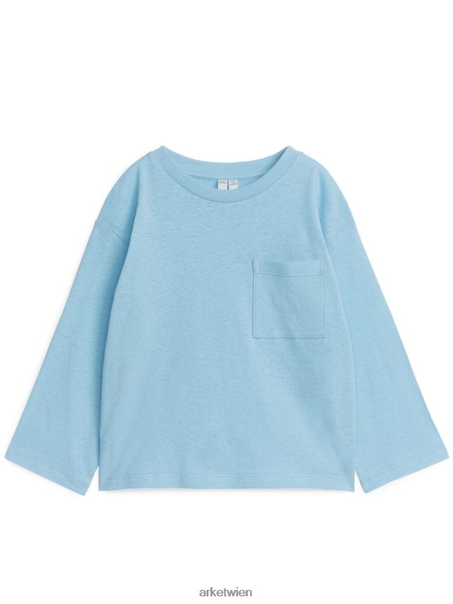 ARKET Langarm-T-Shirt aus Leinenmischung hellblau Kinder 8RF08T1491 Kleidung