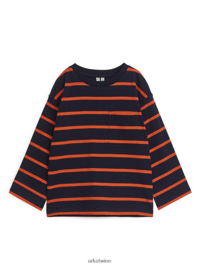 ARKET Langarm-T-Shirt dunkelblau/gestreift Kinder 8RF08T1453 Kleidung