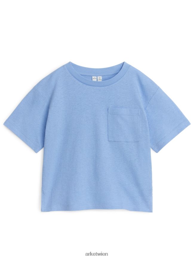 ARKET Locker geschnittenes T-Shirt aus Leinenmischung hellblau Kinder 8RF08T1481 Kleidung