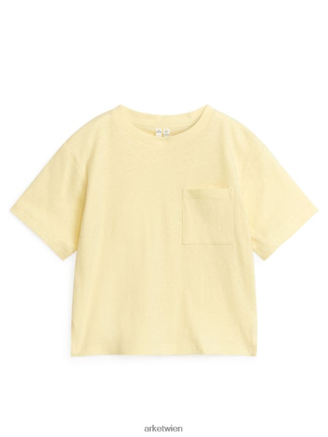 ARKET Locker geschnittenes T-Shirt aus Leinenmischung staubiges Gelb Kinder 8RF08T1479 Kleidung