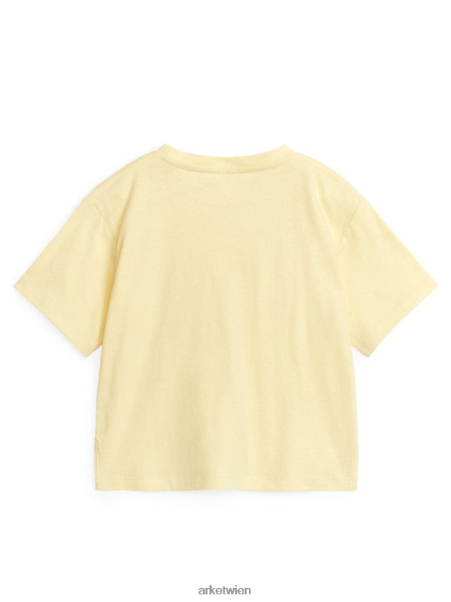 ARKET Locker geschnittenes T-Shirt aus Leinenmischung staubiges Gelb Kinder 8RF08T1479 Kleidung