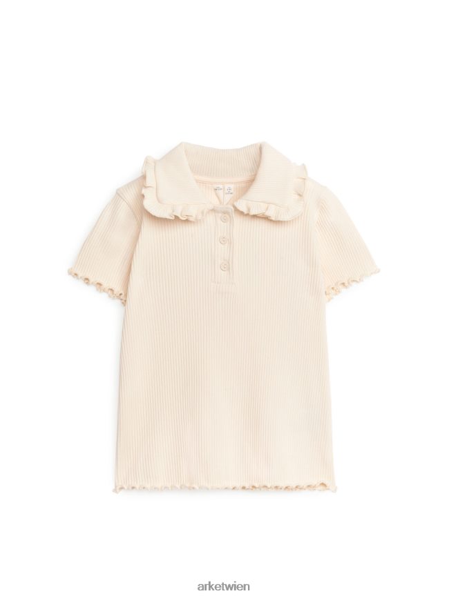ARKET Oberteil aus geripptem Jersey mit Rüschenkragen Beige Kinder 8RF08T1466 Kleidung
