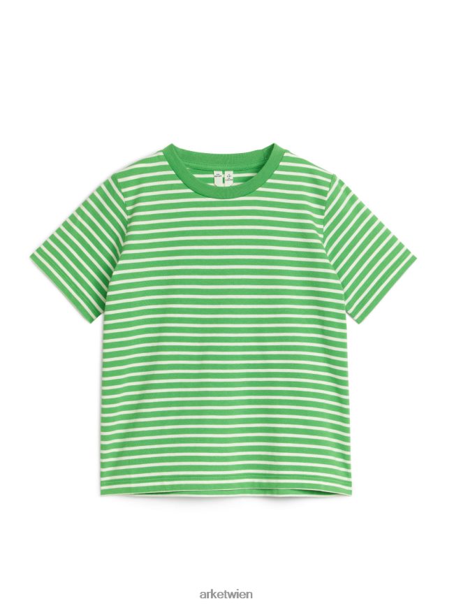 ARKET Streifen-T-Shirt Grün Weiß Kinder 8RF08T1501 Kleidung