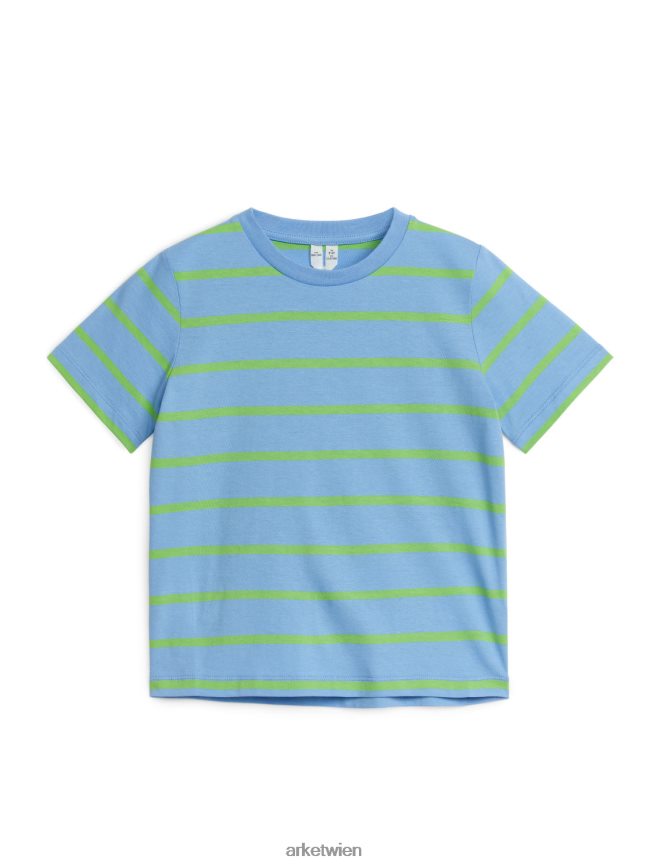 ARKET Streifen-T-Shirt blau/neongrün Kinder 8RF08T1474 Kleidung