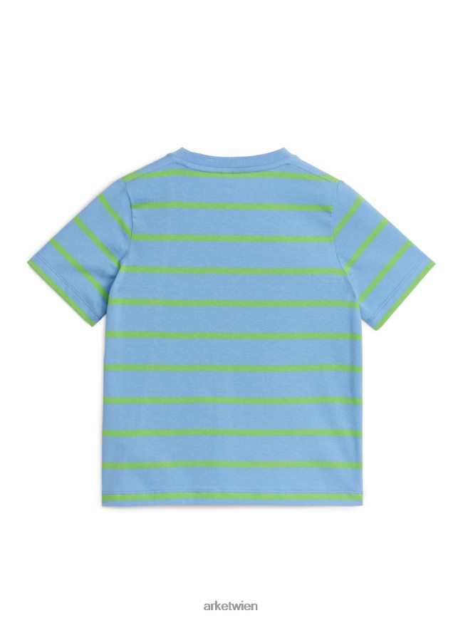 ARKET Streifen-T-Shirt blau/neongrün Kinder 8RF08T1474 Kleidung