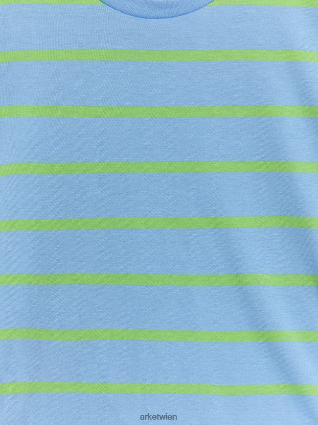 ARKET Streifen-T-Shirt blau/neongrün Kinder 8RF08T1474 Kleidung