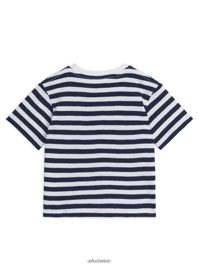 ARKET Strukturiertes T-Shirt Blaue Streifen Kinder 8RF08T1460 Kleidung