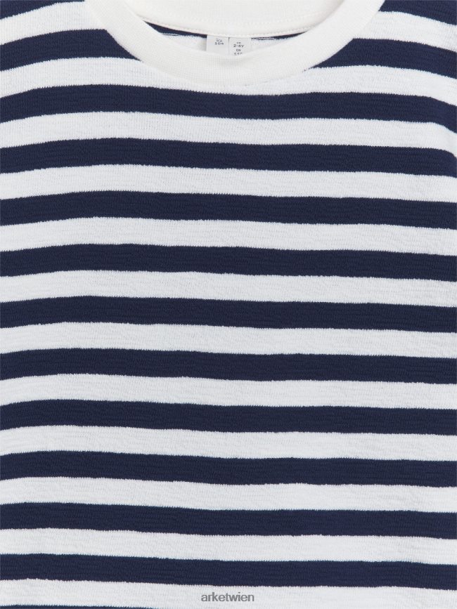 ARKET Strukturiertes T-Shirt Blaue Streifen Kinder 8RF08T1460 Kleidung