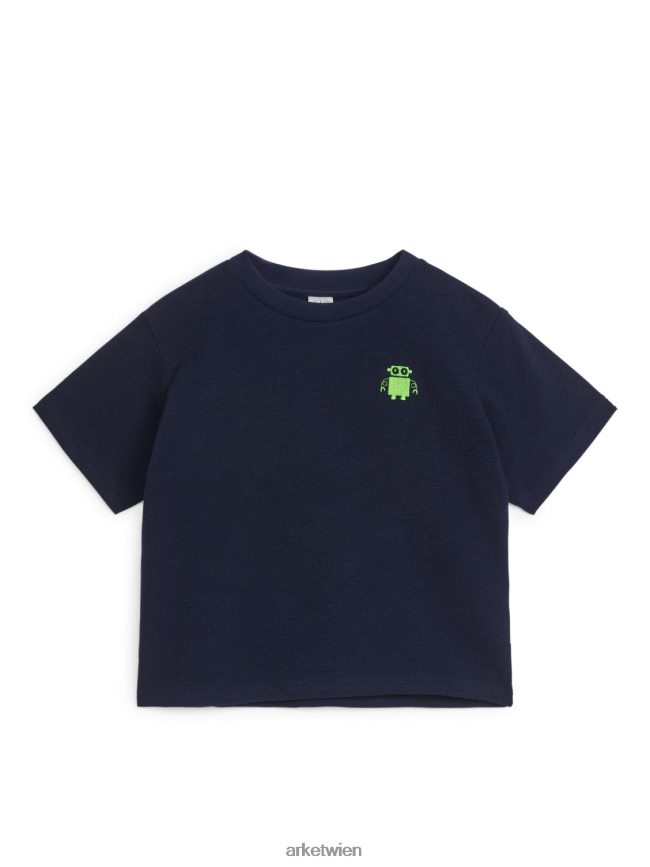 ARKET Strukturiertes T-Shirt dunkelblau/Roboter Kinder 8RF08T1459 Kleidung