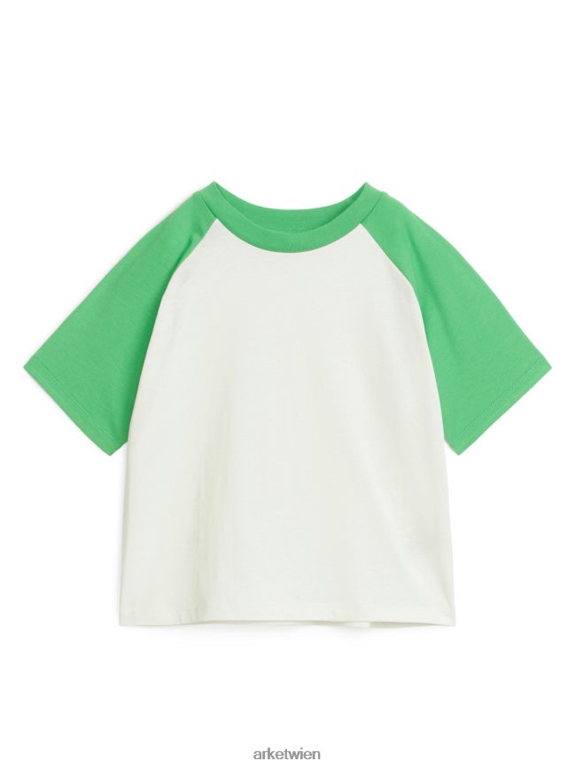ARKET T-Shirt mit Raglanärmeln weiß Grün Kinder 8RF08T1443 Kleidung