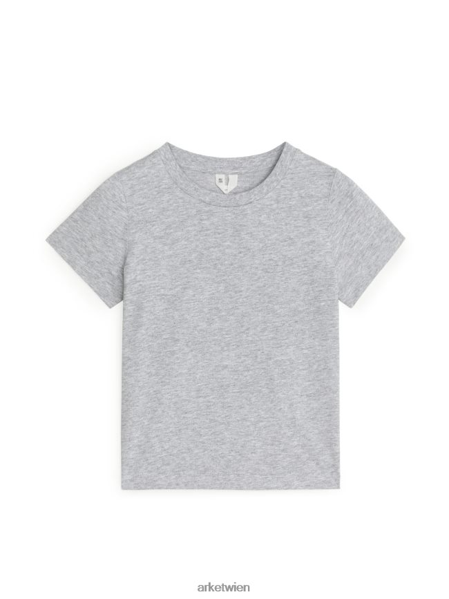 ARKET T-Shirt mit Rundhalsausschnitt graue Melange Kinder 8RF08T1531 Kleidung