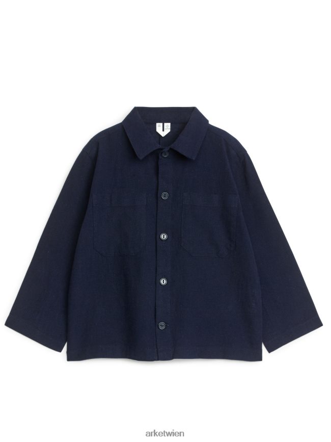 ARKET Überhemd aus Leinen-Baumwolle Dunkelblau Kinder 8RF08T1478 Kleidung