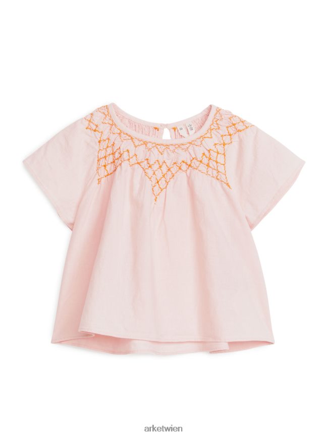 ARKET bestickte Leinenbluse Rosa Kinder 8RF08T1447 Kleidung