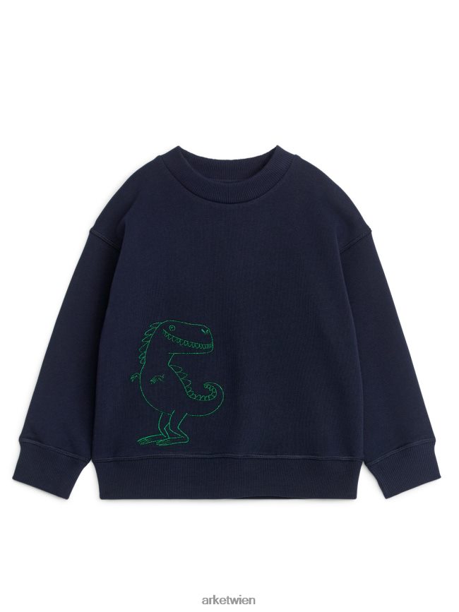 ARKET besticktes Sweatshirt Blau Grün Kinder 8RF08T1503 Kleidung